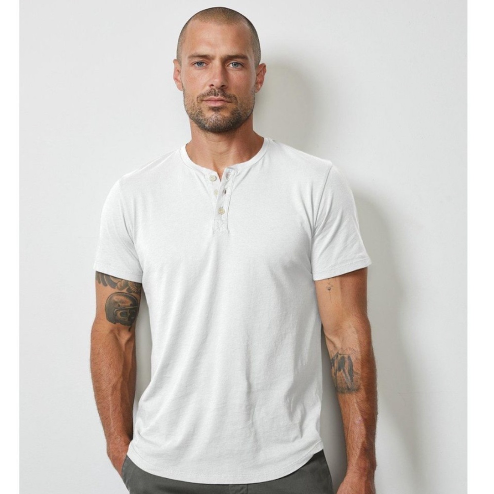 Men's White Fulton Short Sleeve Henley